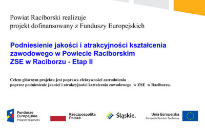 „Podniesienie jakości i atrakcyjności kształcenia zawodowego w Powiecie Raciborskim – ZSE  w Raciborzu – etap II”