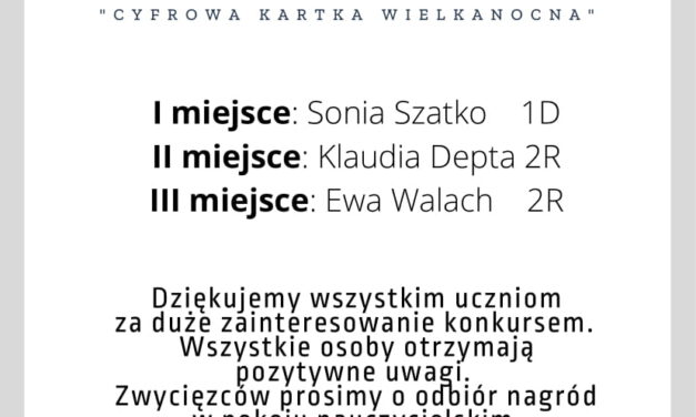 WYNIKI KONKURSU „CYFROWA KARTKA WIELKANOCNA”